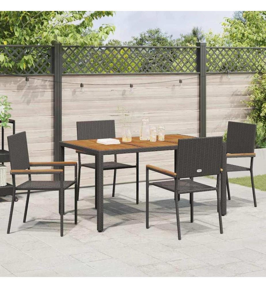 vidaXL Ensemble de salle à manger pour jardin 5 pcs Noir polyrotin
