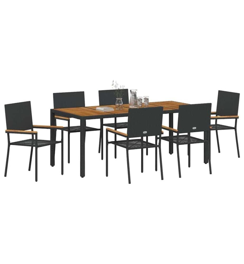 vidaXL Ensemble de salle à manger pour jardin 7 pcs Noir polyrotin