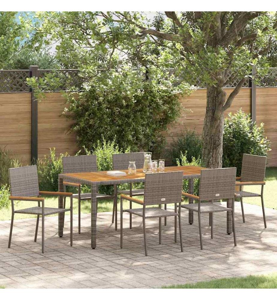 vidaXL Ensemble de salle à manger pour jardin 7 pcs Gris polyrotin