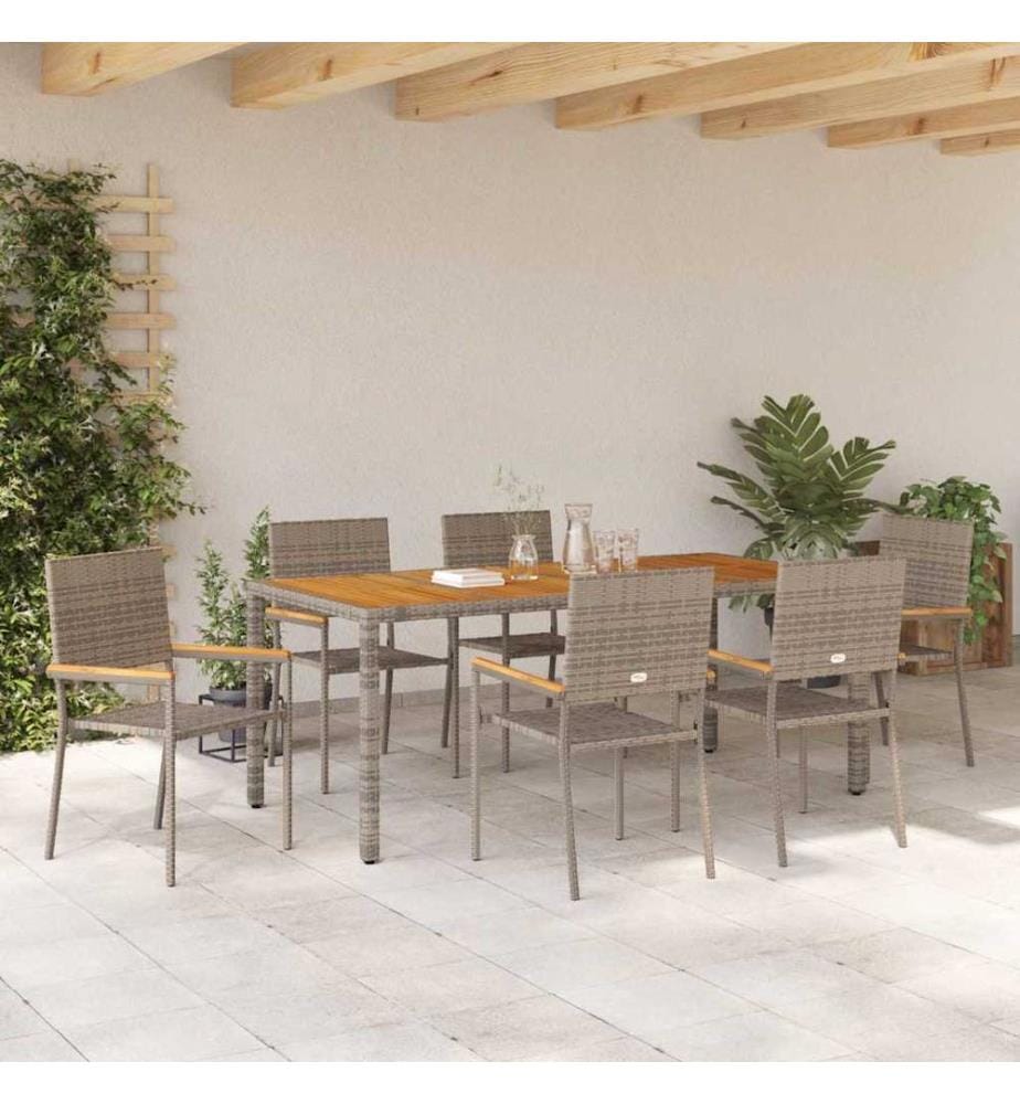 vidaXL Ensemble de salle à manger pour jardin 7 pcs Gris polyrotin