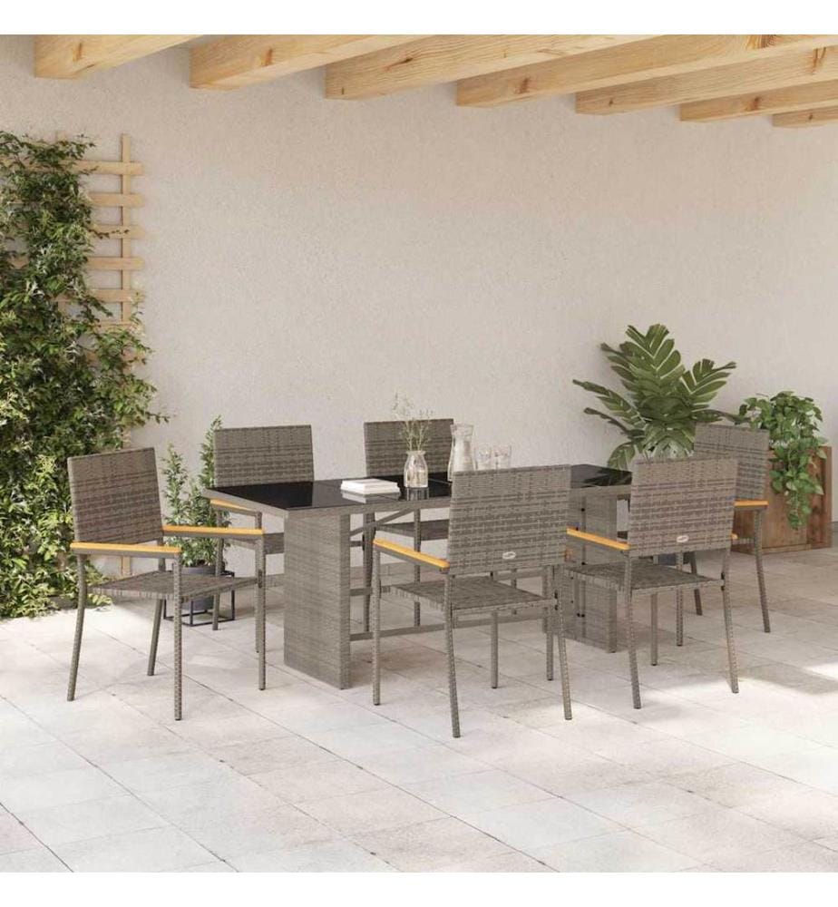 vidaXL Ensemble de salle à manger pour jardin 7 pcs Gris polyrotin