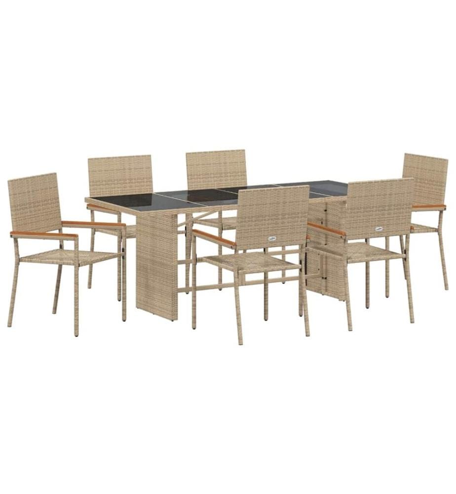 vidaXL Ensemble de salle à manger pour jardin 7 pcs Beige polyrotin