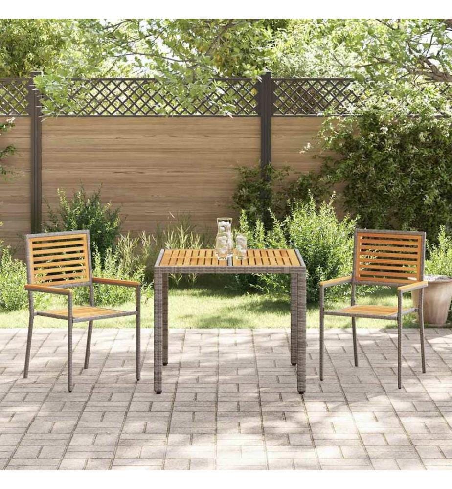 vidaXL Ensemble de salle à manger pour jardin 3 pcs Gris et marron