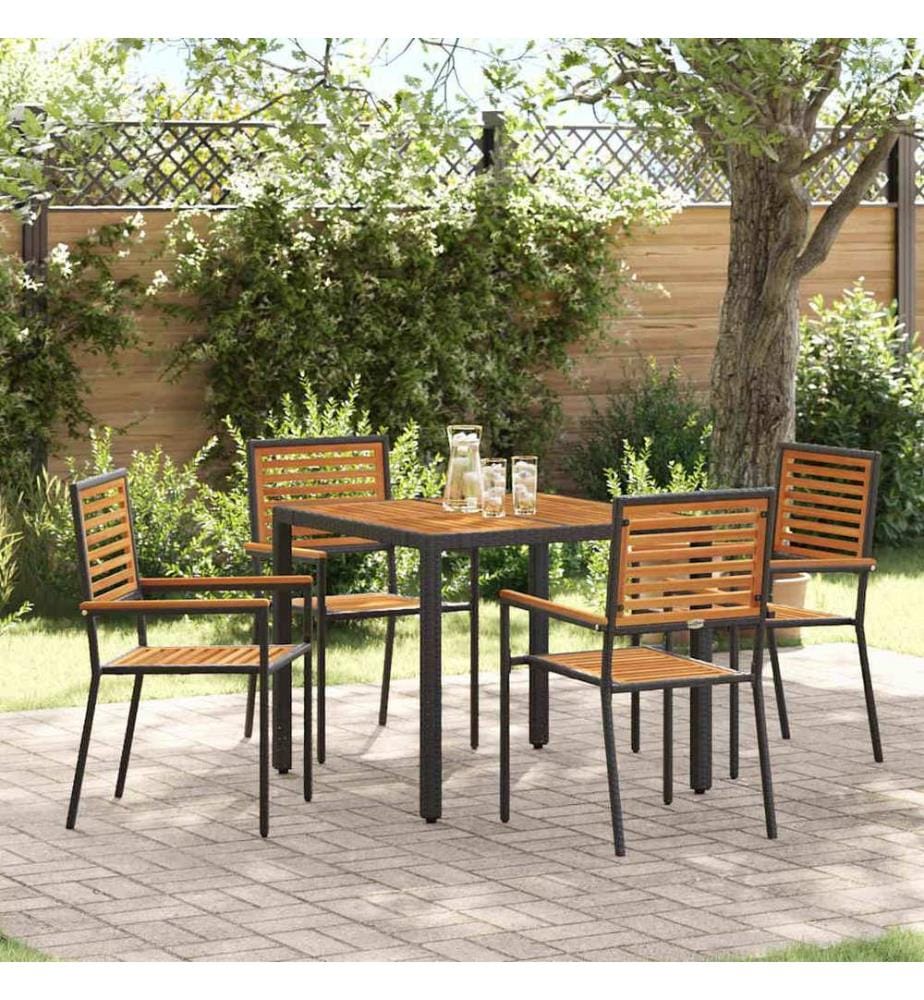vidaXL Ensemble de salle à manger pour jardin 5 pcs Noir et Marron
