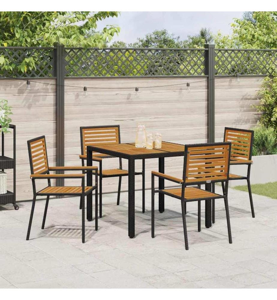 vidaXL Ensemble de salle à manger pour jardin 5 pcs Noir et Marron