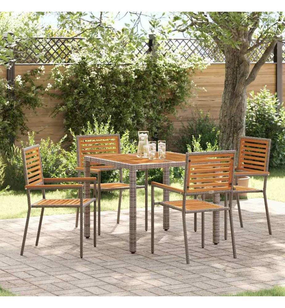 vidaXL Ensemble de salle à manger pour jardin 5 pcs Gris et marron
