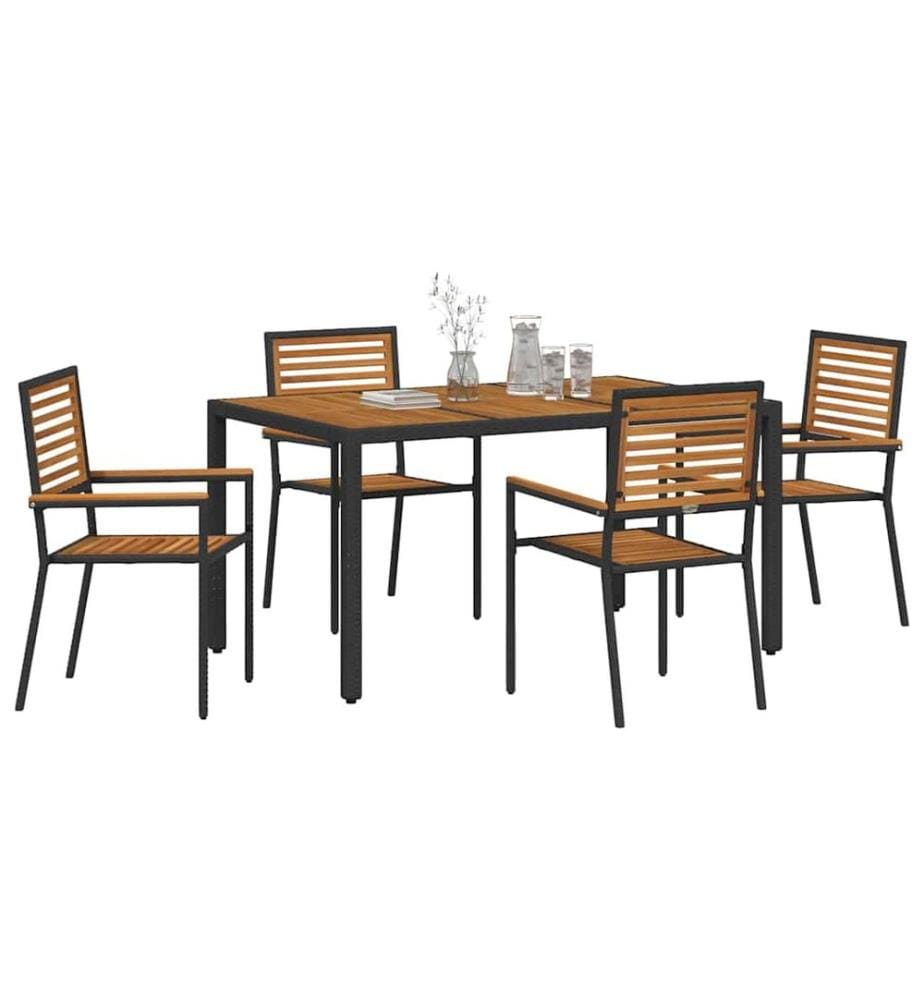 vidaXL Ensemble de salle à manger pour jardin 5 pcs Noir et Marron