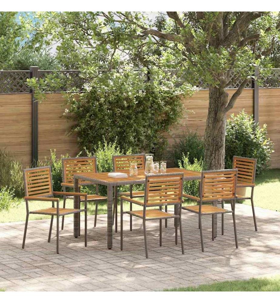 vidaXL Ensemble de salle à manger pour jardin 7 pcs Gris et marron