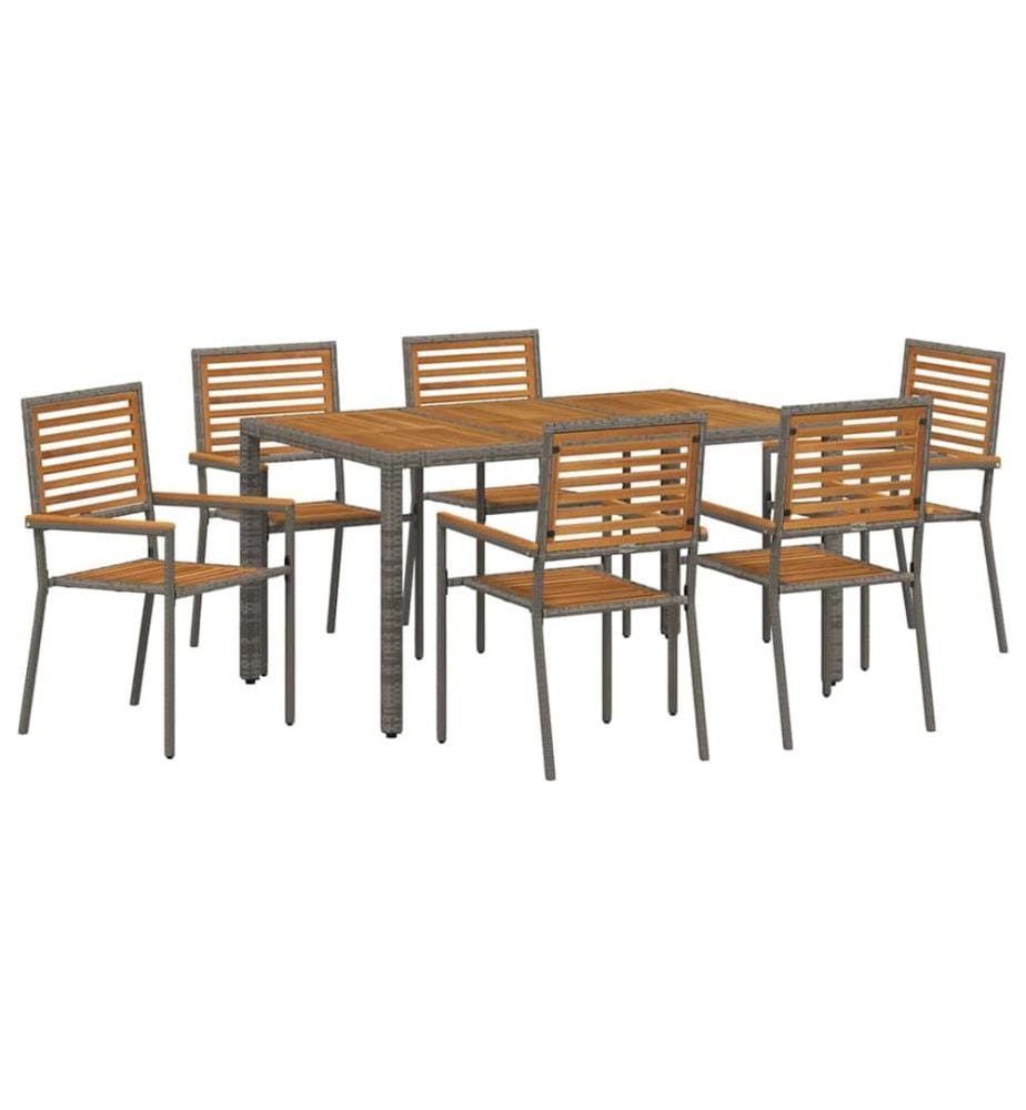 vidaXL Ensemble de salle à manger pour jardin 7 pcs Gris et marron