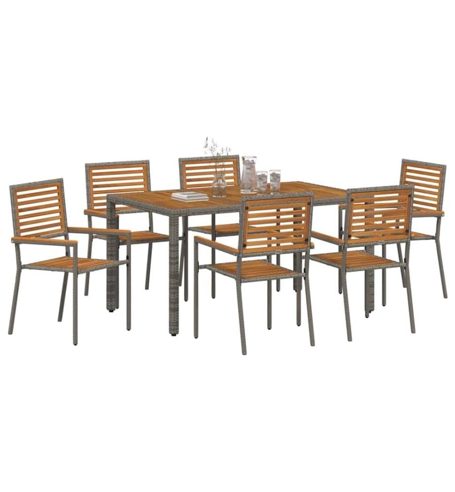vidaXL Ensemble de salle à manger pour jardin 7 pcs Gris et marron