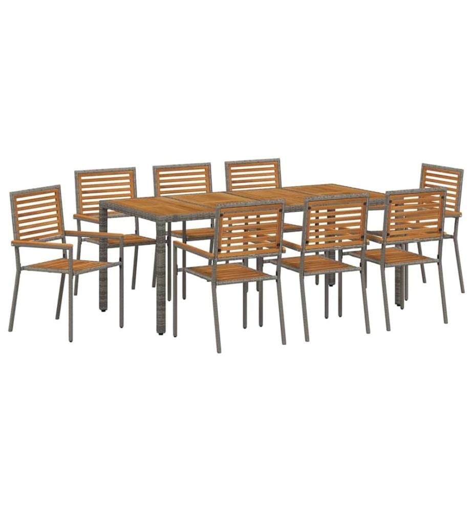 vidaXL Ensemble de salle à manger pour jardin 9 pcs Gris et marron