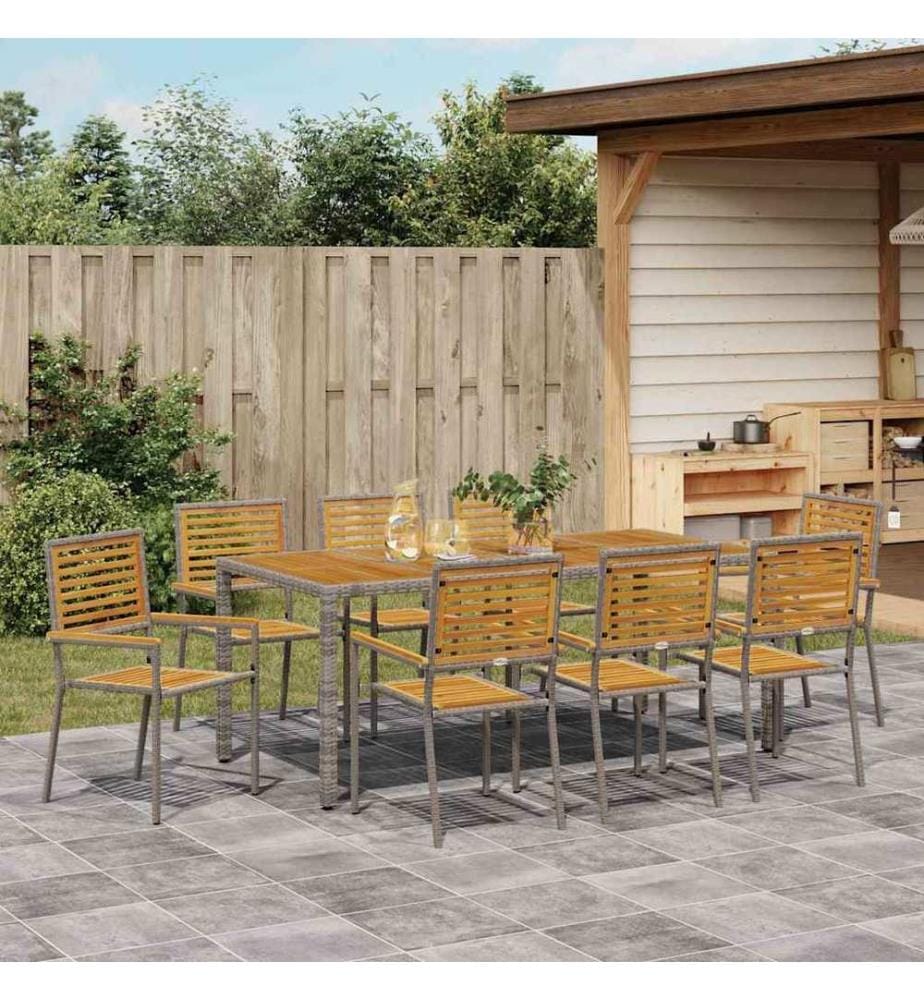 vidaXL Ensemble de salle à manger pour jardin 9 pcs Gris et marron