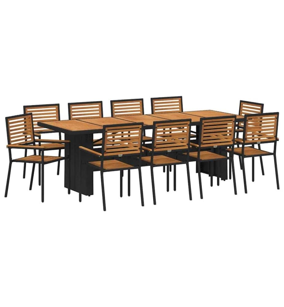 vidaXL Garten Essgruppe 11 pcs Schwarz und Braun Poly-Rattan