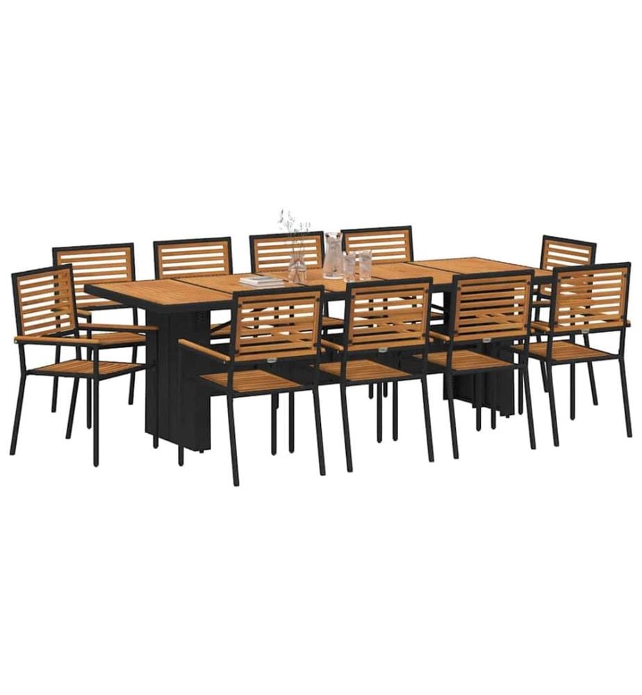 vidaXL Garten Essgruppe 11 pcs Schwarz und Braun Poly-Rattan