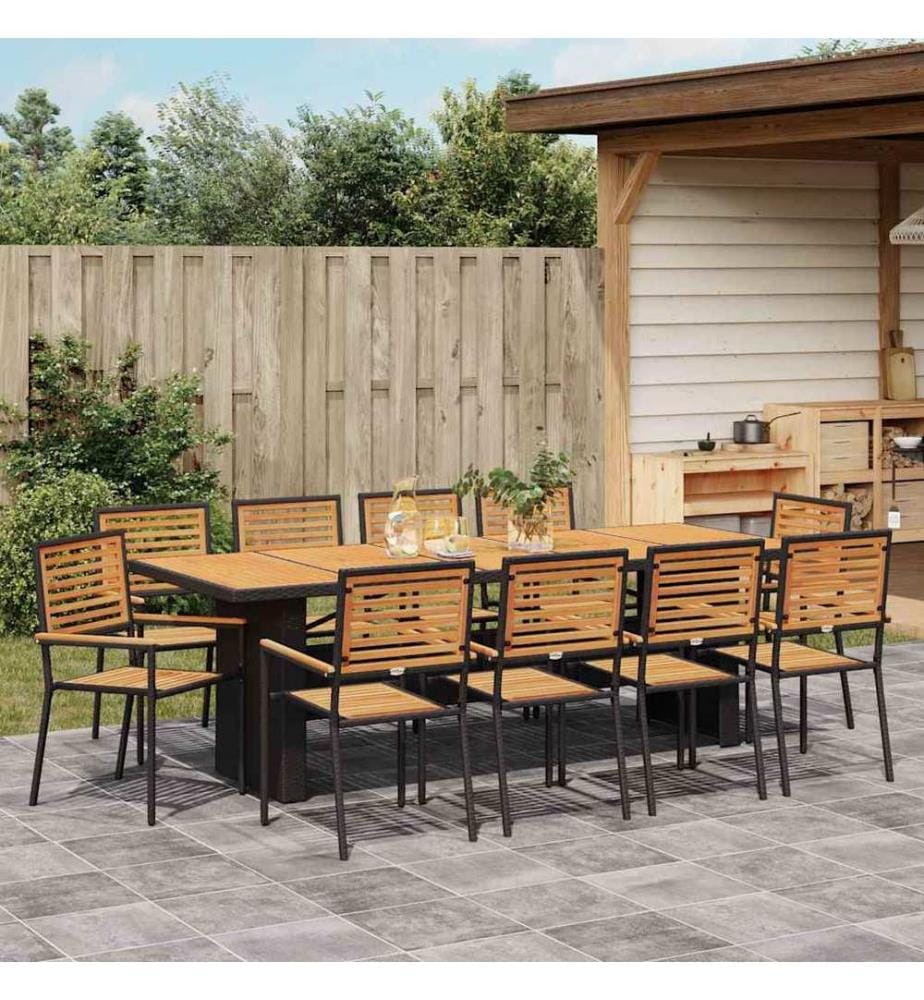 vidaXL Garten Essgruppe 11 pcs Schwarz und Braun Poly-Rattan