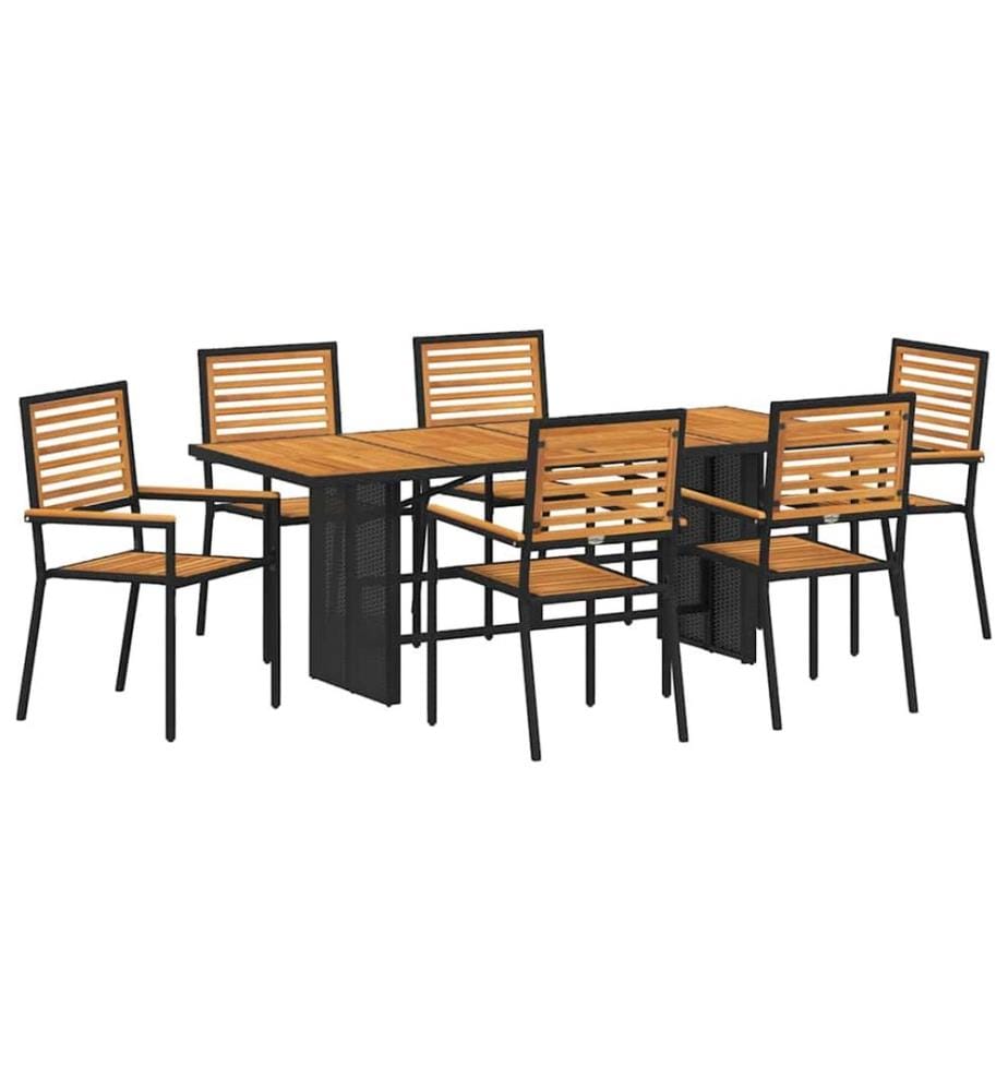 vidaXL Garten Essgruppe 7 pcs Schwarz und Braun Poly-Rattan