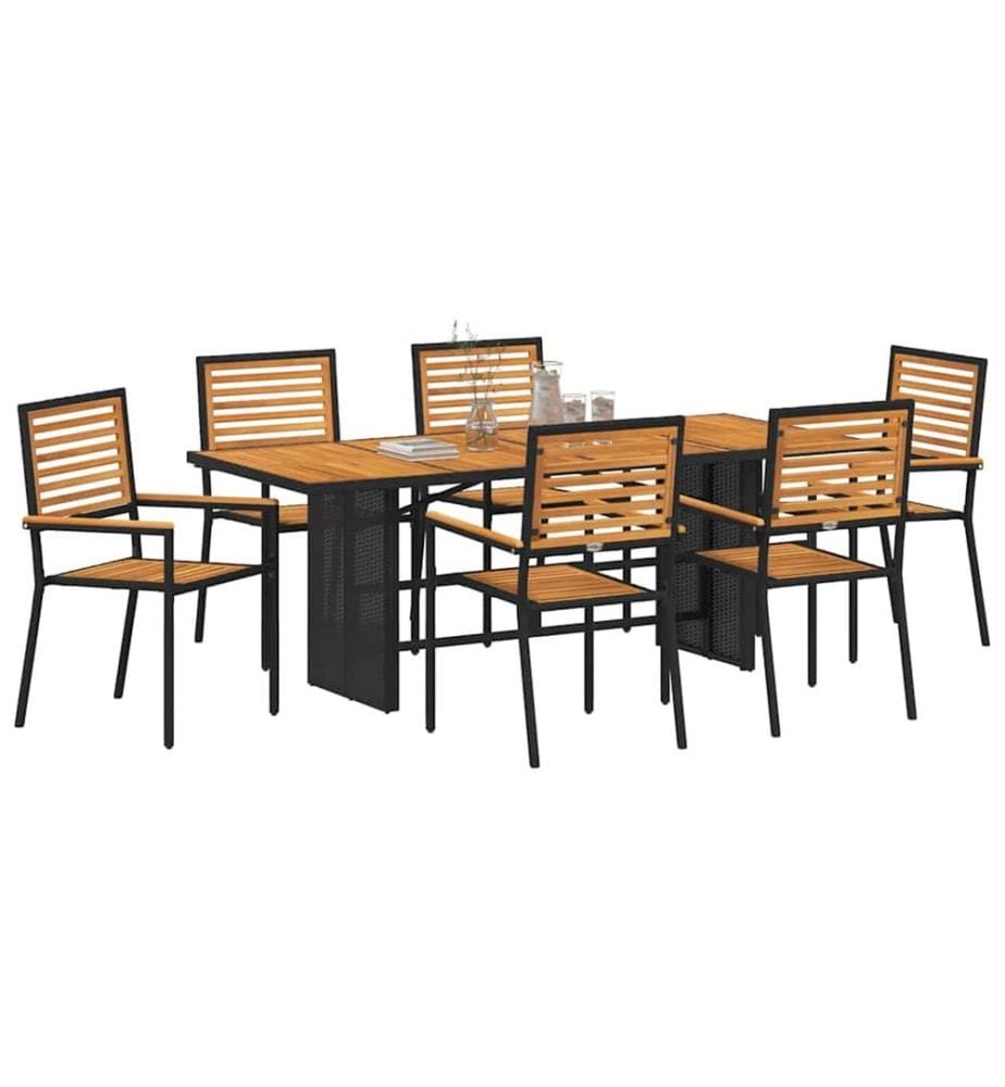 vidaXL Garten Essgruppe 7 pcs Schwarz und Braun Poly-Rattan