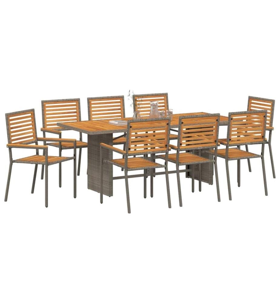 vidaXL Ensemble de salle à manger pour jardin 9 pcs Gris et marron