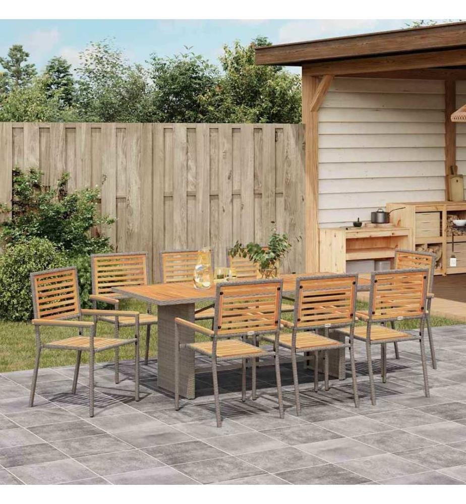 vidaXL Ensemble de salle à manger pour jardin 9 pcs Gris et marron