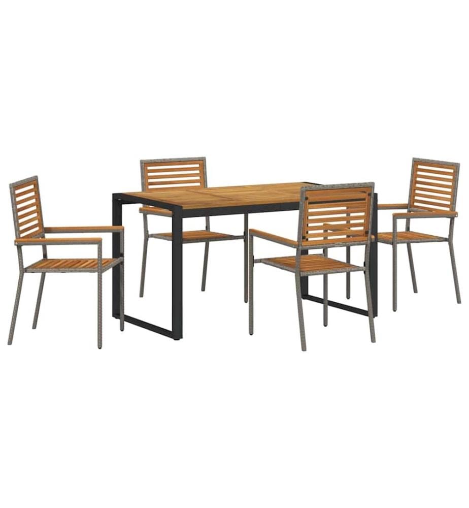 vidaXL Ensemble de salle à manger pour jardin 5 pcs Gris et marron