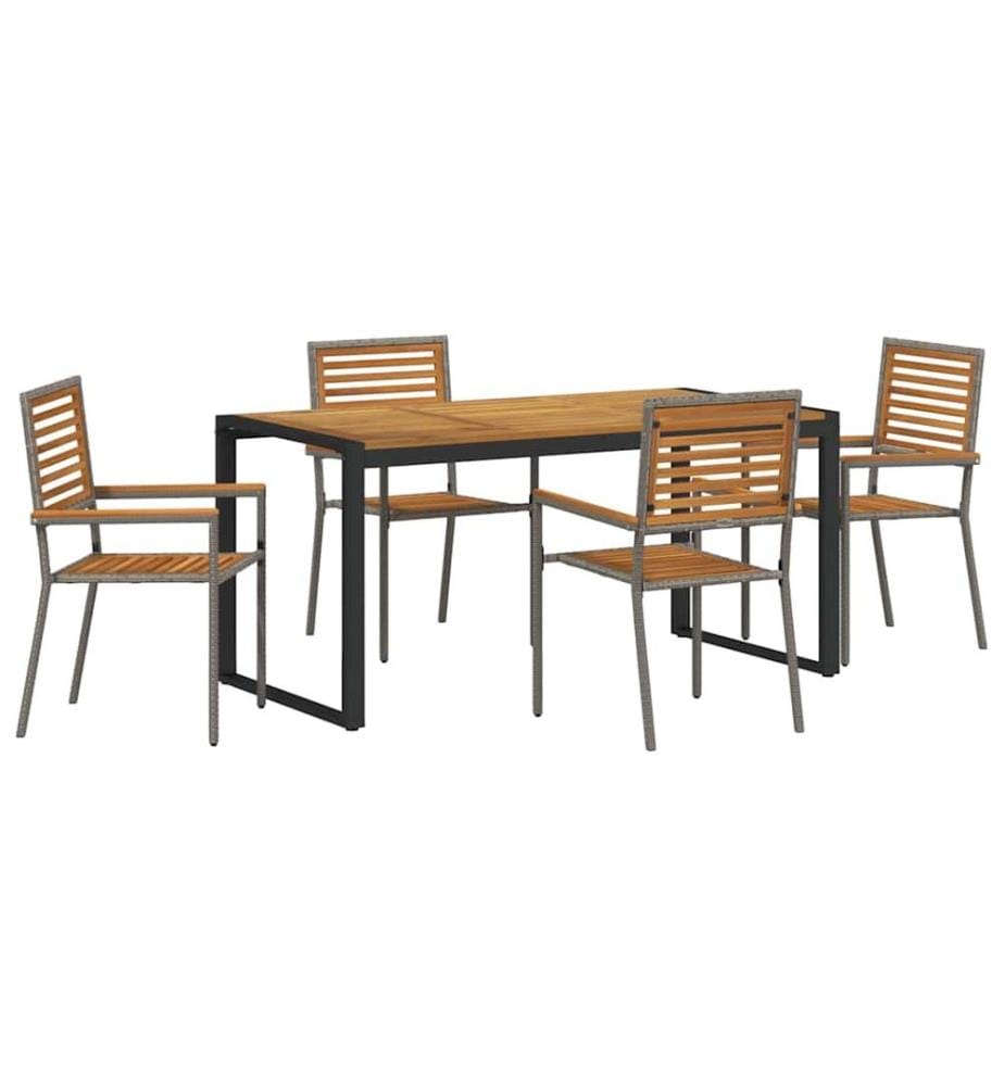 vidaXL Ensemble de salle à manger pour jardin 5 pcs Gris et marron