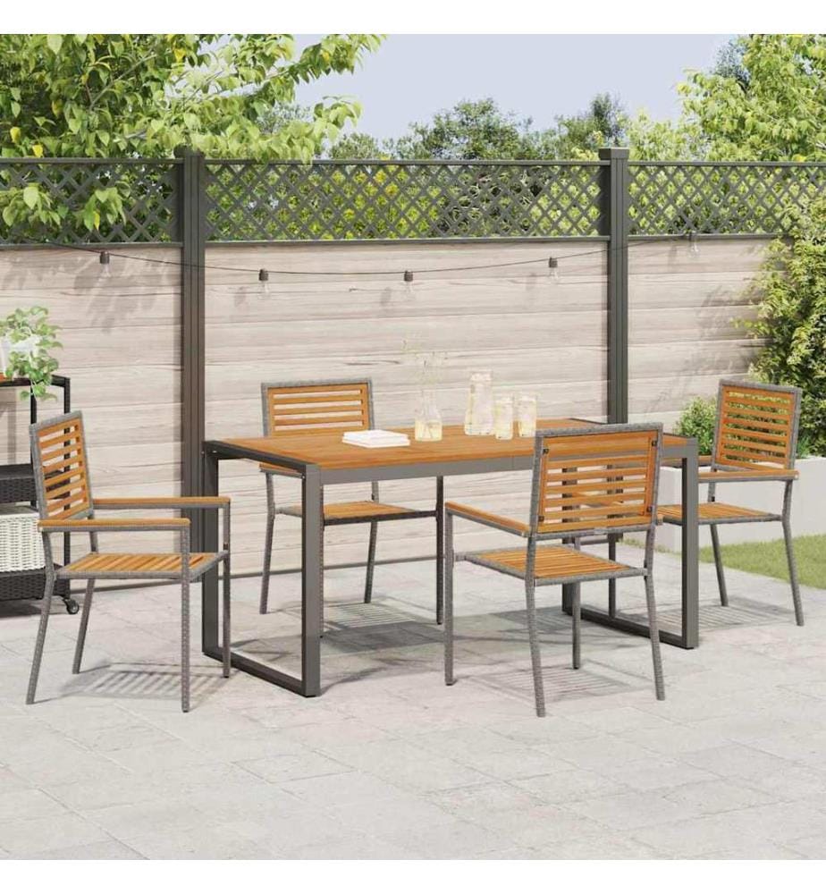 vidaXL Ensemble de salle à manger pour jardin 5 pcs Gris et marron