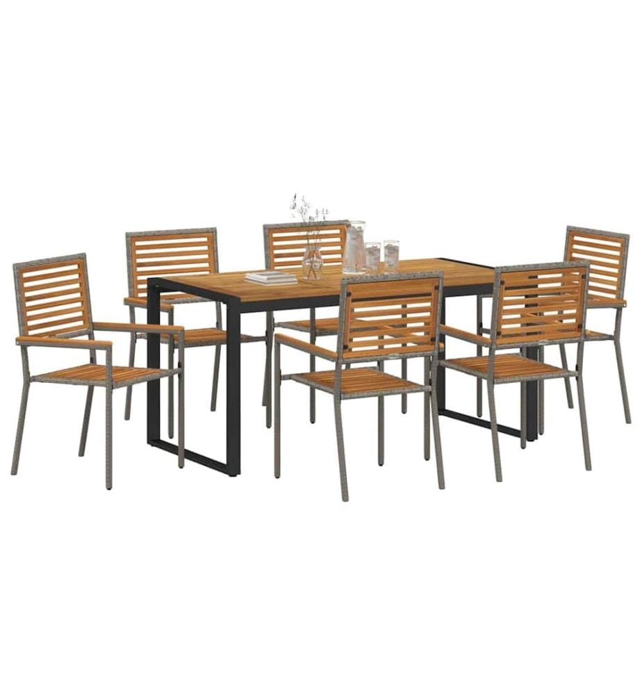 vidaXL Ensemble de salle à manger pour jardin 7 pcs Gris et marron