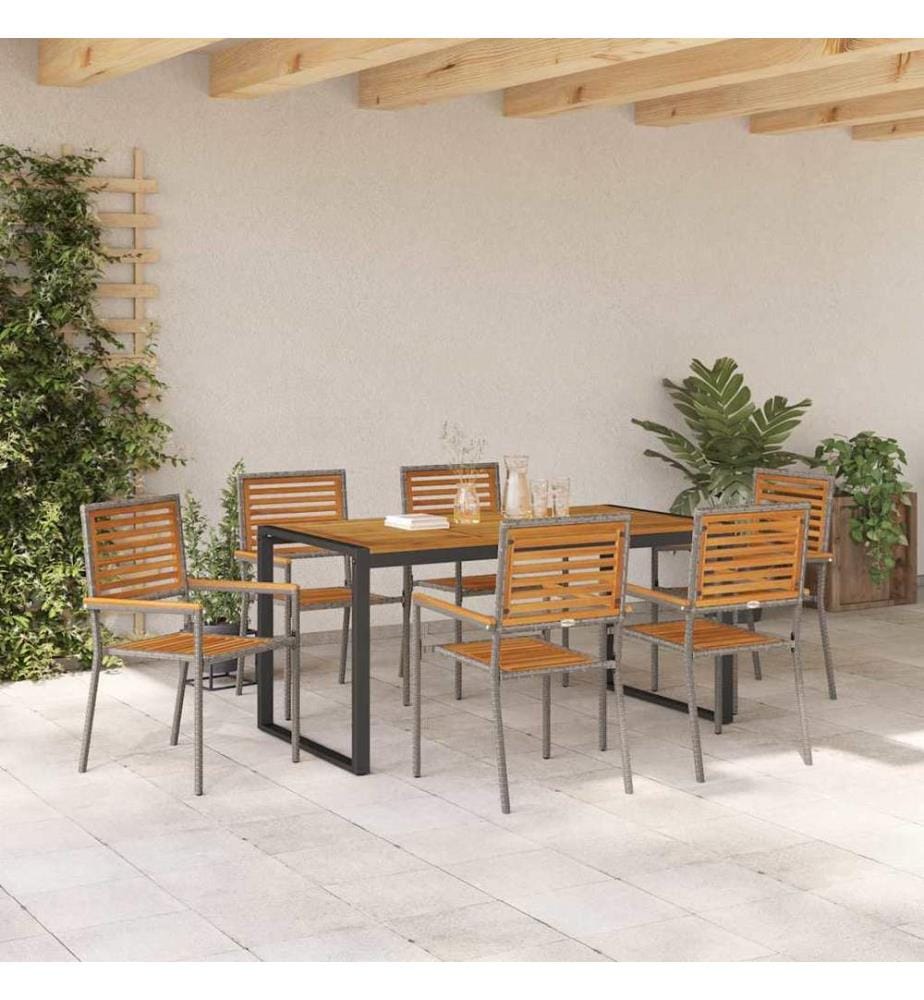 vidaXL Ensemble de salle à manger pour jardin 7 pcs Gris et marron