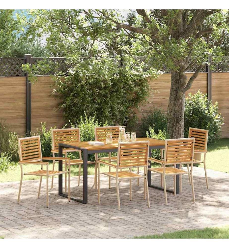 vidaXL Ensemble de salle à manger pour jardin 7 pcs Beige et Marron