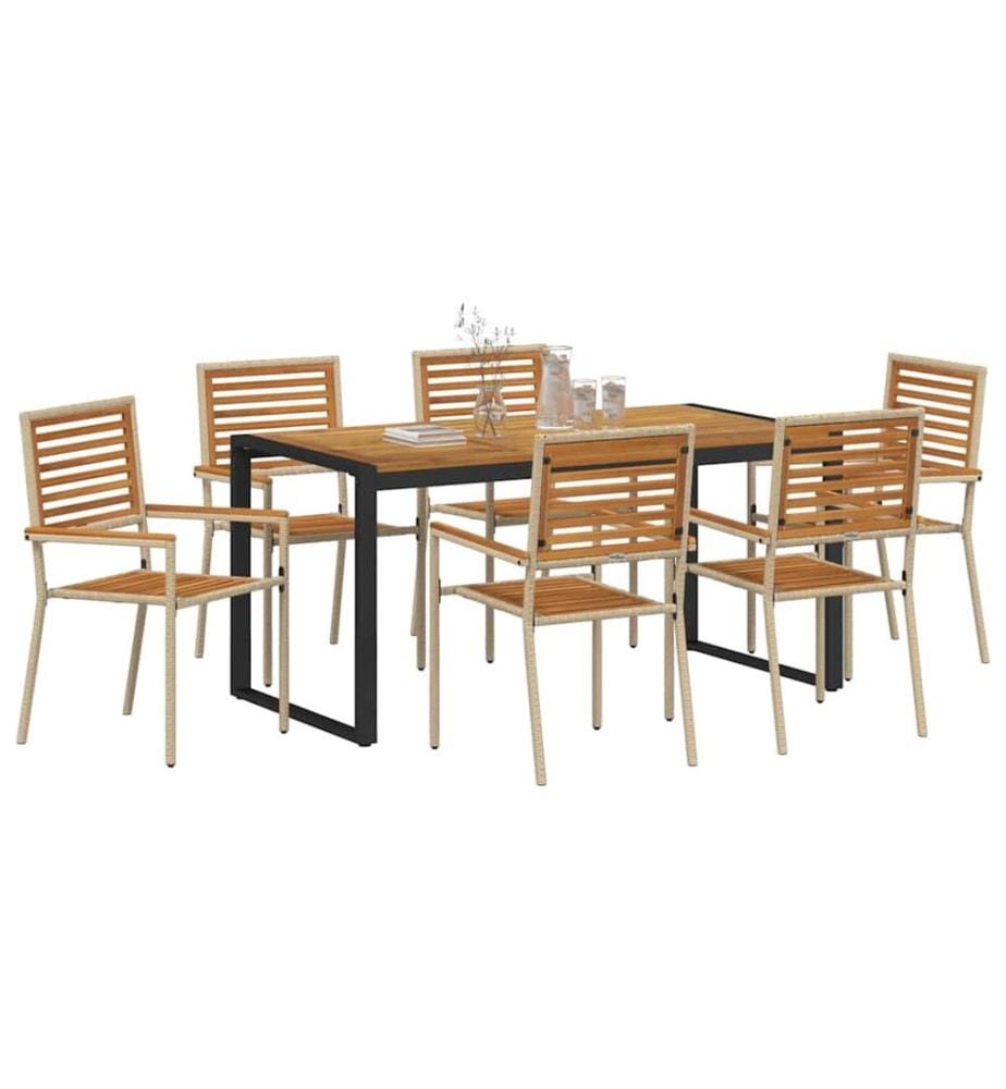 vidaXL Ensemble de salle à manger pour jardin 7 pcs Beige et Marron
