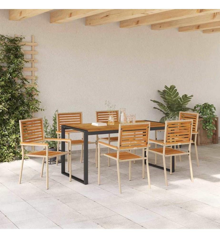 vidaXL Ensemble de salle à manger pour jardin 7 pcs Beige et Marron