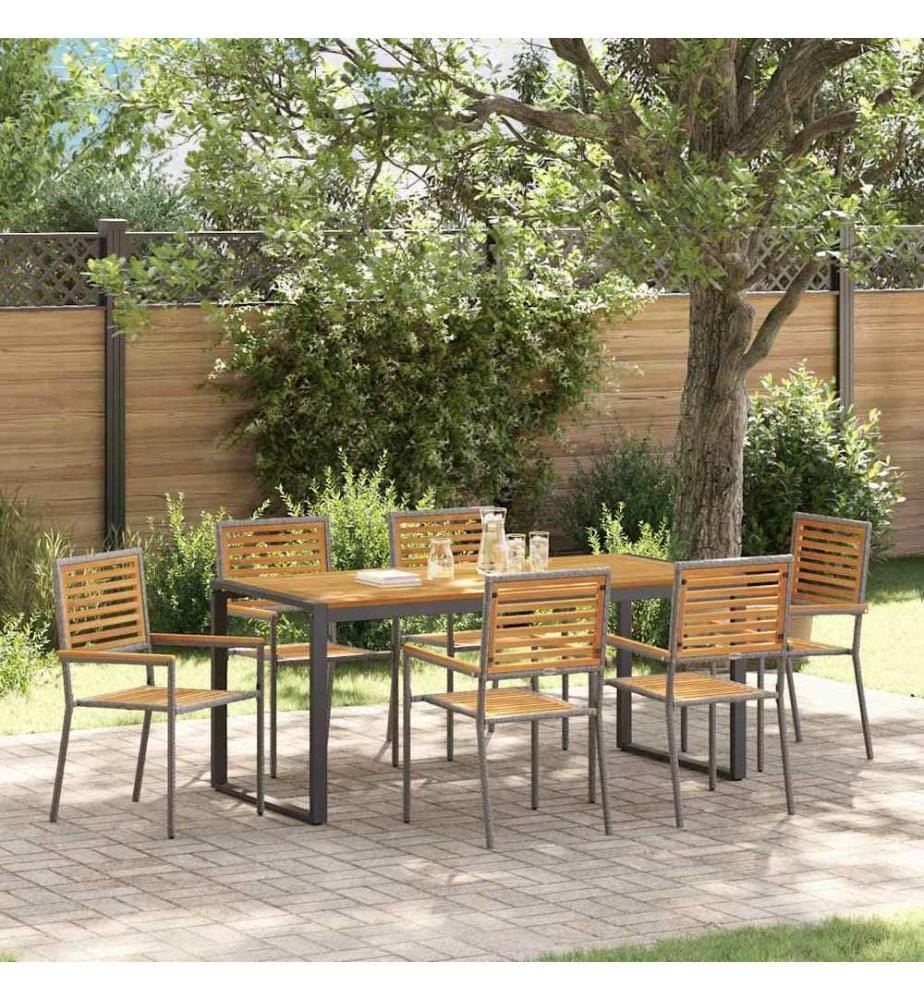 vidaXL Ensemble de salle à manger pour jardin 7 pcs Gris et marron