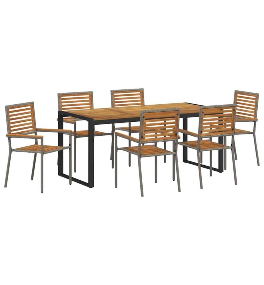 vidaXL Ensemble de salle à manger pour jardin 7 pcs Gris et marron