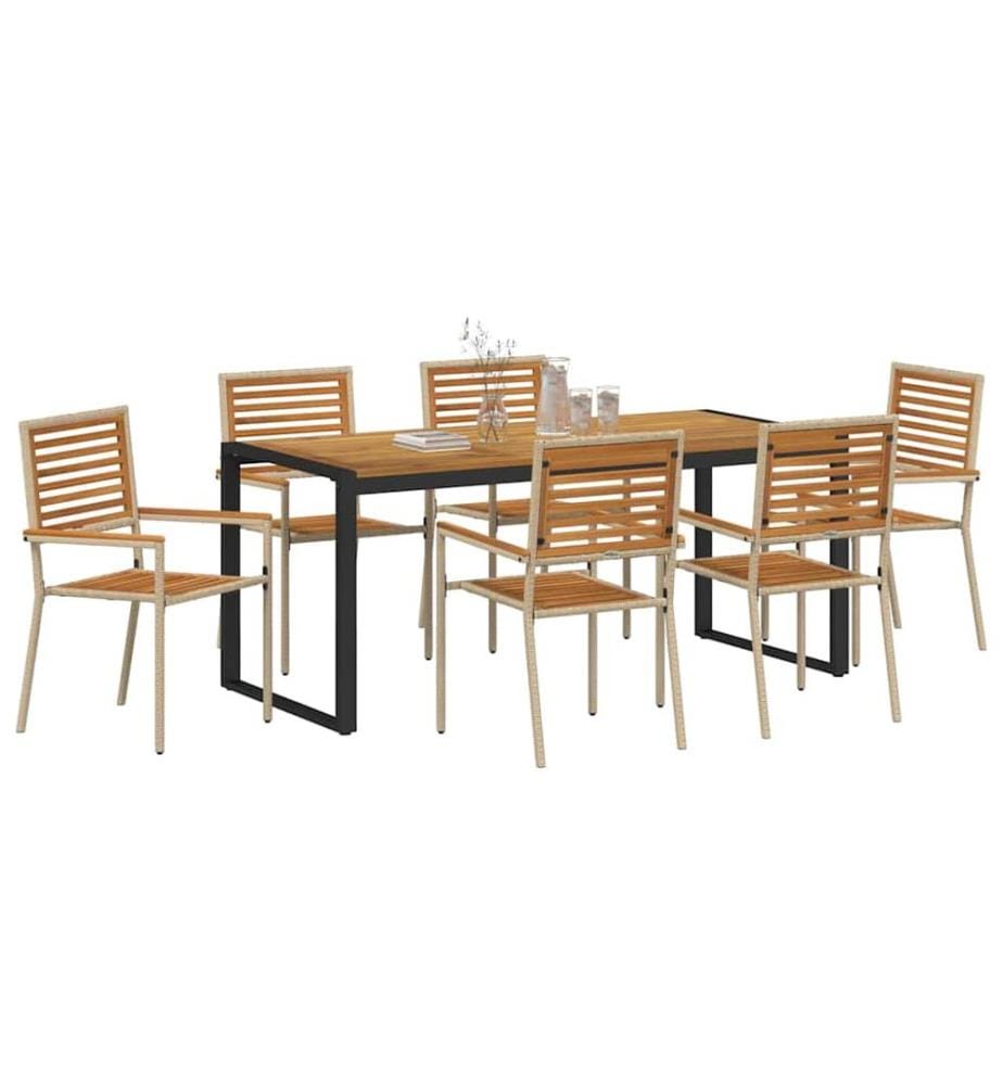 vidaXL Ensemble de salle à manger pour jardin 7 pcs Beige et Marron