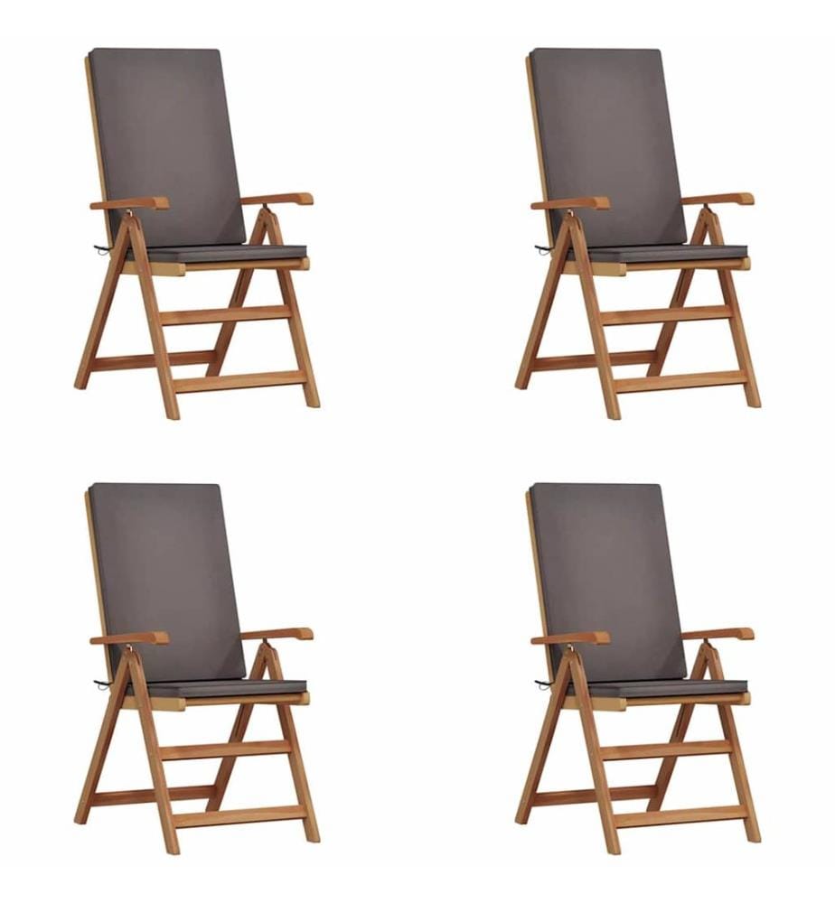 vidaXL Chaise de jardin 4 pcs Marron et gris 57 x 71,5 x 104 cm