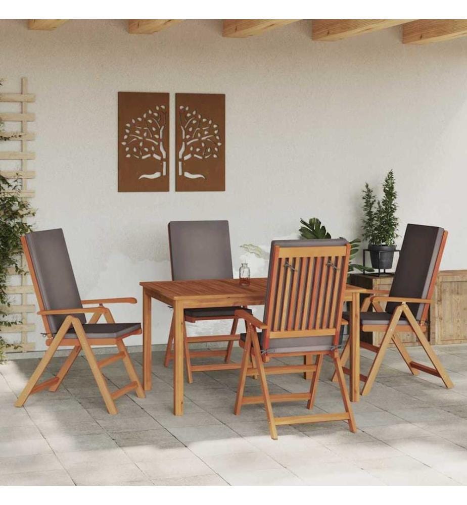 vidaXL Chaise de jardin 4 pcs Marron et gris 57 x 71,5 x 104 cm