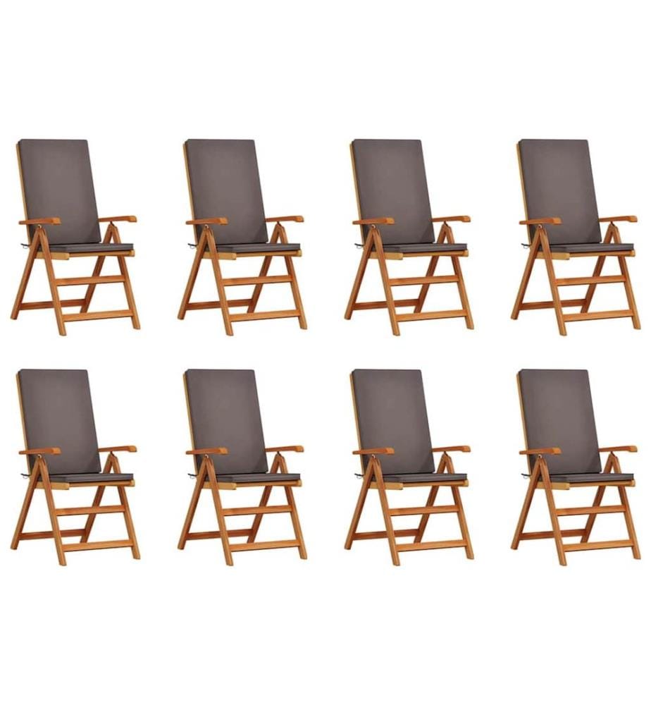 vidaXL Chaise de jardin 8 pcs Marron et gris 57 x 71,5 x 104 cm