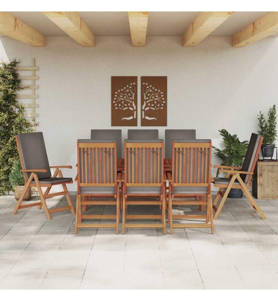 vidaXL Chaise de jardin 8 pcs Marron et gris 57 x 71,5 x 104 cm