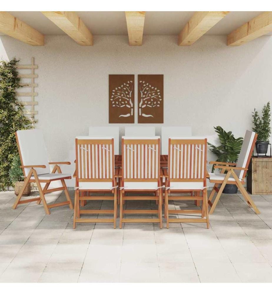 vidaXL Chaise de jardin 8 pcs Marron et blanc 57 x 71,5 x 104 cm
