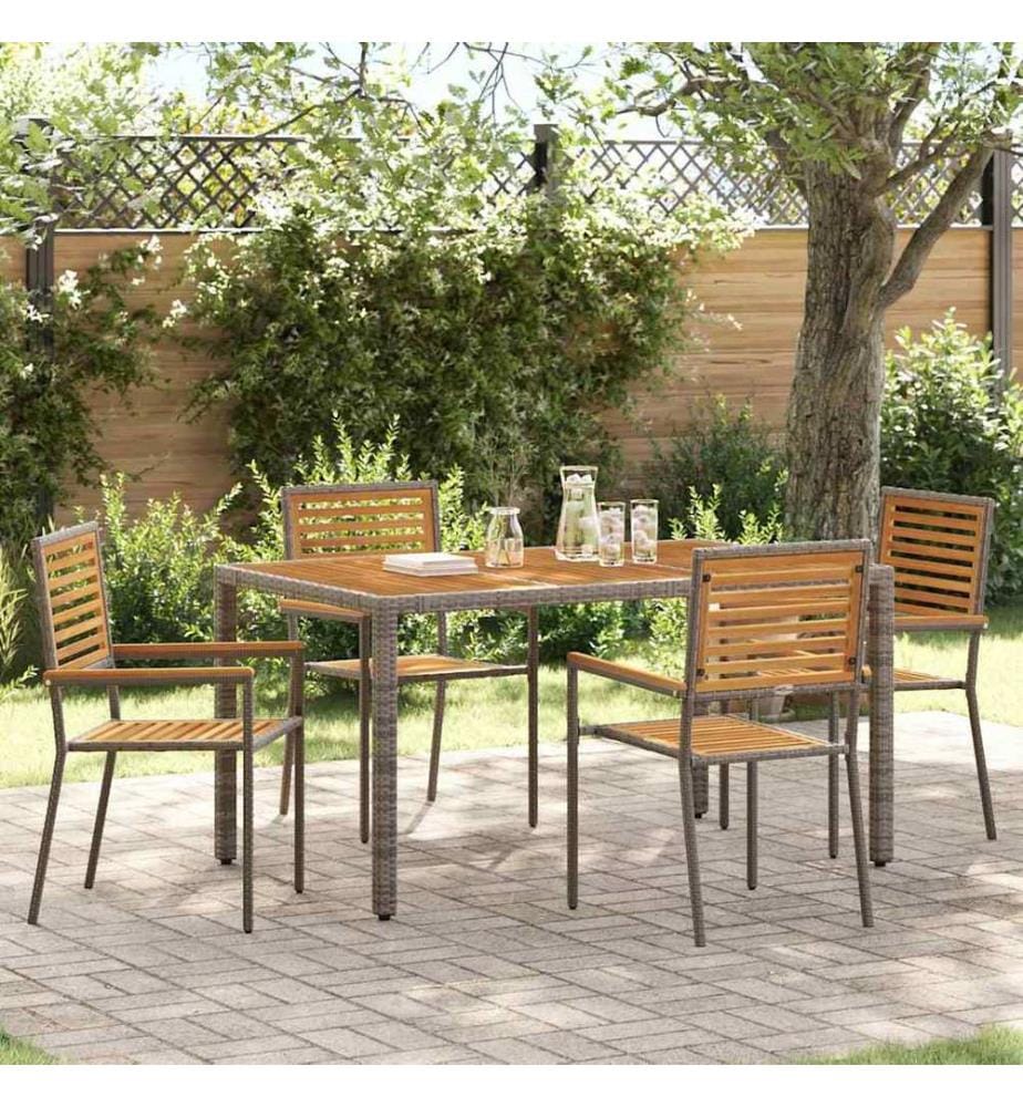 vidaXL Chaises empilables de jardin 4 pcs Marron et gris
