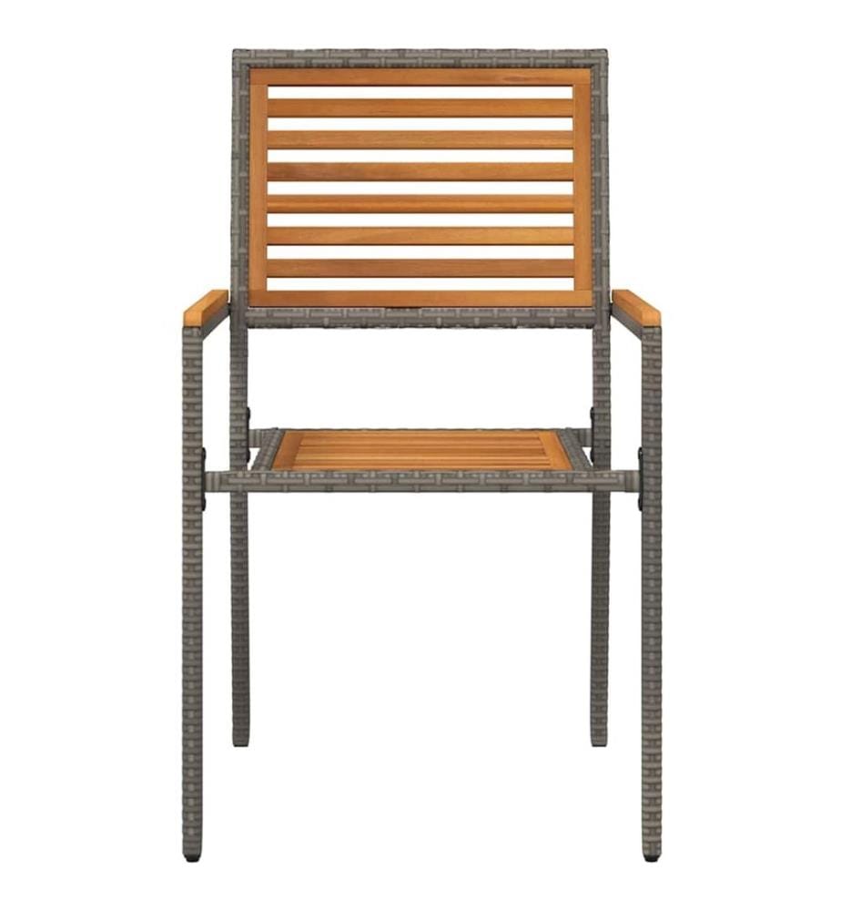 vidaXL Chaises empilables de jardin 4 pcs Marron et gris