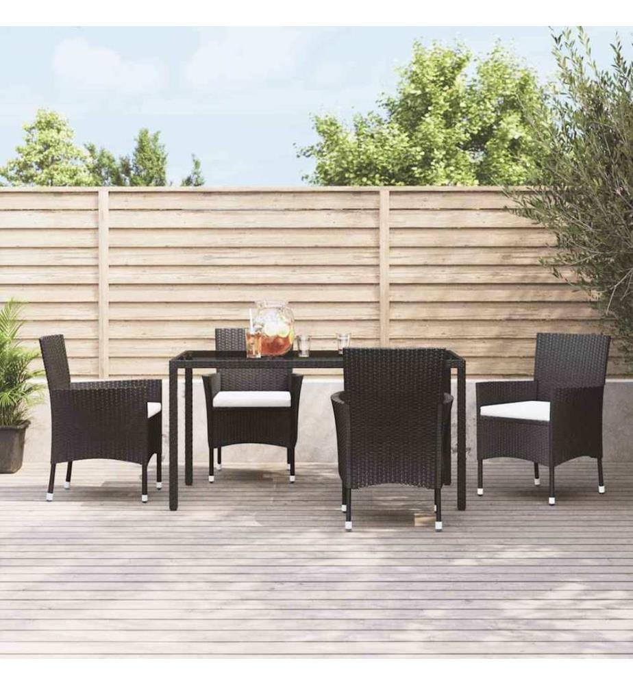 vidaXL Chaises de jardin avec coussins 4 pièces en polyrotin noir (Royaume-Uni, Irlande, Finlande et Norvège uniquement)