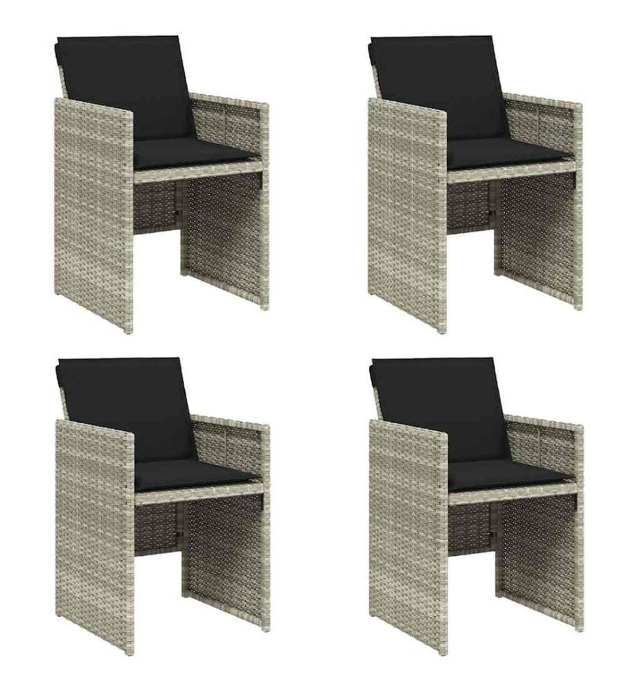vidaXL Chaises de jardin avec coussins lot de 4 gris clair poly rotin