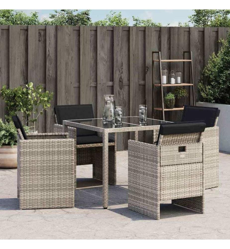vidaXL Chaises de jardin avec coussins lot de 4 gris clair poly rotin