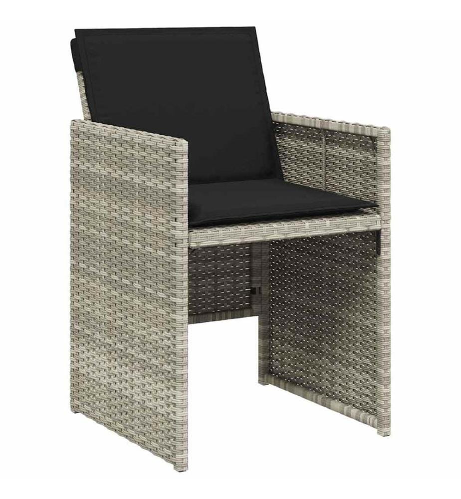 vidaXL Chaises de jardin avec coussins lot de 4 gris clair poly rotin