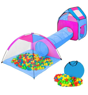 Tenda gioco per bambini con tunnel, 200 sfere e borsa - blu