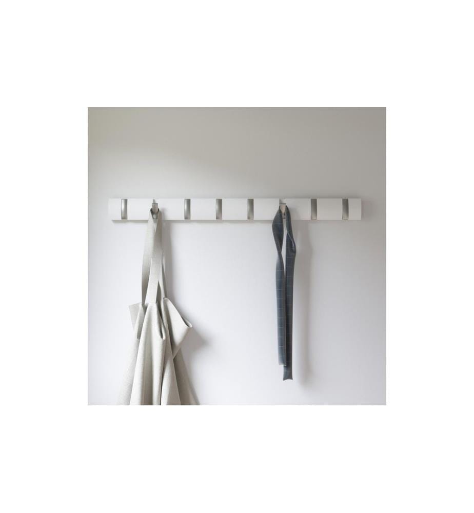 UMBRA - Wandgarderobe Flip 8 Haken, Weiss/Silber
