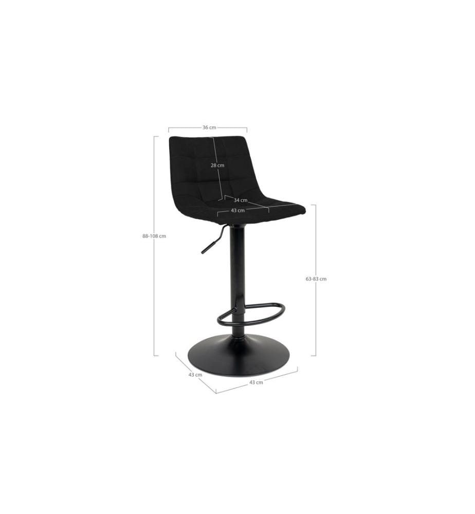 House Nordic - Barhocker Middelfart 2 Stück, 86 x 55 cm, Schwarz