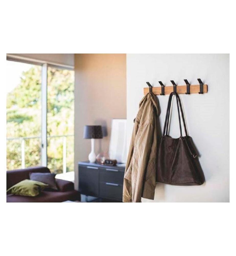 YAMAZAKI - Wandgarderobe Rin 5 Haken, Braun/Schwarz