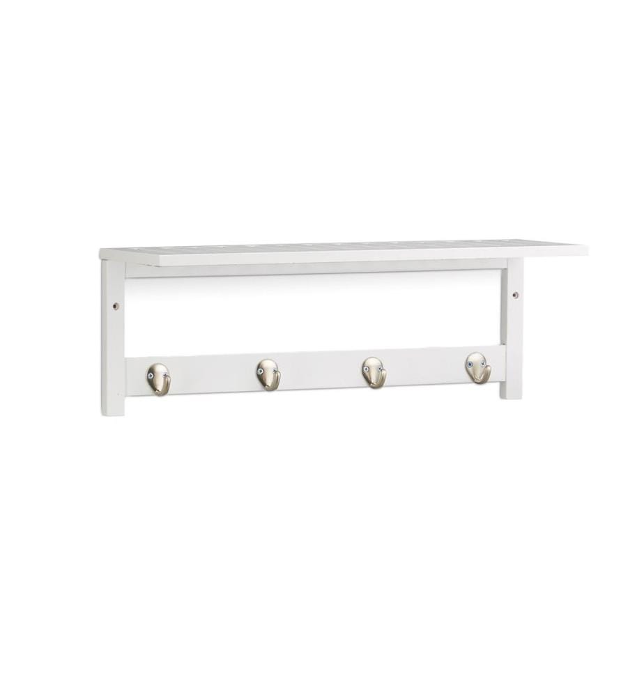 RELAXDAYS - Wandregal mit 4 Haken 50 cm x 17.5 cm, Weiss